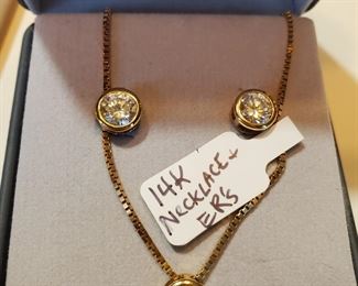 14kt Necklace and ER Set
