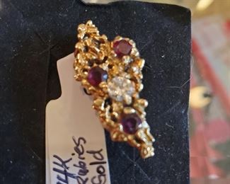 14K Gold, Rubies and Diamond 