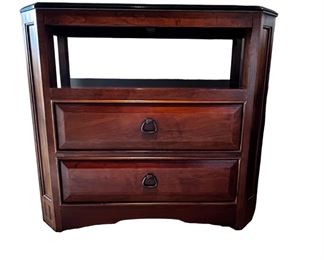 $600 USD     Two Thomasville 2 Drawer/Open Shelf Wood Nightstands GM185-8     Description: These elegant and sizeable pair are an excellent choice for a larger bedroom. They provide fantastic hidden and open storage with 2 large drawers and open shelf.  Black granite tops with top this elegant pair.
Dimensions:  34 x 18 x 31 in
Condition: Excellent, like new condition. 
Location: Local pick up Vancouver WA 98661.  Shipper suggestions available upon request. Item is located on the 3rd floor of a condominium complex with very easy access to an elevator.      https://goodbyhello.com/products/copy-of-4-door-mission-style-solid-wood-media-cabinet-gm185-7?_pos=5&_sid=b107abd28&_ss=r