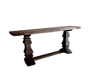 $1000 USD       Restoration Hardware RH Salvaged Wood Console Table GM185-1     Description: This salvaged wood trestle table from Timothy Oulton is handcrafted of solid salvaged pine timbers from 100-year-old buildings in Great Britain. Distressed as only age and the elements can impart, the rough-hewn planks are carefully hand-selected, planed and lightly sanded yet otherwise left untouched. Each table is a celebration of authenticity and uniquely one of a kind.

Dimensions: 72 x 20 x 30H  |  Weight: 104 lbs.

Condition: Excellent,  like new condition. 

Location: Local pick up Vancouver WA 98661.  Shipper suggestions available upon request. Item is located on the 3rd floor of a condominium complex with very easy access to an elevator.         https://goodbyhello.com/products/restoration-hardware-console-table-gm185?_pos=3&_sid=b107abd28&_ss=r