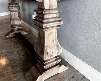 $1000 USD       Restoration Hardware RH Salvaged Wood Console Table GM185-1     Description: This salvaged wood trestle table from Timothy Oulton is handcrafted of solid salvaged pine timbers from 100-year-old buildings in Great Britain. Distressed as only age and the elements can impart, the rough-hewn planks are carefully hand-selected, planed and lightly sanded yet otherwise left untouched. Each table is a celebration of authenticity and uniquely one of a kind.

Dimensions: 72 x 20 x 30H  |  Weight: 104 lbs.

Condition: Excellent,  like new condition. 

Location: Local pick up Vancouver WA 98661.  Shipper suggestions available upon request. Item is located on the 3rd floor of a condominium complex with very easy access to an elevator.         https://goodbyhello.com/products/restoration-hardware-console-table-gm185?_pos=3&_sid=b107abd28&_ss=r