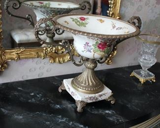 Porcelain and brass centerbowl