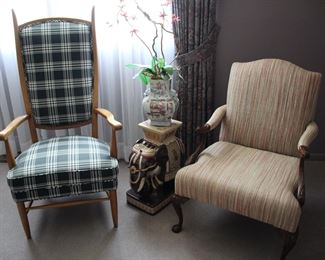 Vtg Maxwell Royal high back armchair; mahogany single armchair