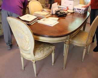 French style dining table with 2 leaves and 6 chairs