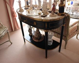Antique marble top ebonies console with bonze ormolu