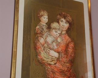Hibel "Felicia & Children" lithograph, #113/148, pencil signed