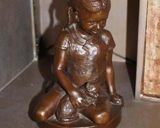 Franklin Mint bronze "Girl with Cat"