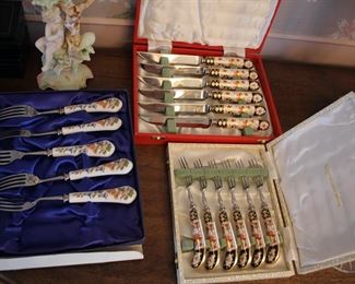 Royal Crown Derby knives, forks ; Aynsley forks