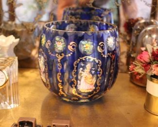 Enamelled Bohemian glass vase