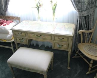 Hand painted lift top vanity and bench