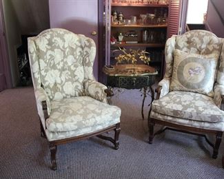 Pair wing chairs