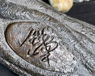 3pc Jiang Tie-Feng Bronze Leopard Family Sculpture Tie Feng Jiang TieFeng Largest: 16 x 29.5 x 18in