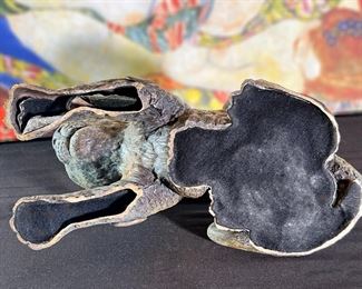 3pc Jiang Tie-Feng Bronze Leopard Family Sculpture Tie Feng Jiang TieFeng Largest: 16 x 29.5 x 18in