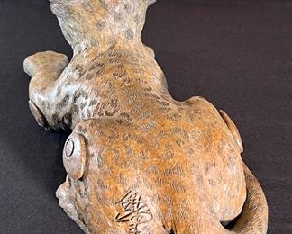 3pc Jiang Tie-Feng Bronze Leopard Family Sculpture Tie Feng Jiang TieFeng Largest: 16 x 29.5 x 18in