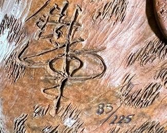 3pc Jiang Tie-Feng Bronze Leopard Family Sculpture Tie Feng Jiang TieFeng Largest: 16 x 29.5 x 18in