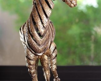 Rare Artist Proof Jiang Tie-Feng Golden Zebra Bronze Sculpture Statue Fingerhut Tie Feng Jiang TieFeng 20.5 x 6 x 16in