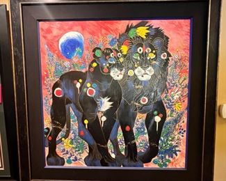 Signed Numbered Tie-Feng Jiang Royal Couple Serigraph Canvas Litho Print Tie Feng Jiang TieFeng Frame: 49 x48.5in