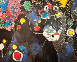 Signed Numbered Tie-Feng Jiang Royal Couple Serigraph Canvas Litho Print Tie Feng Jiang TieFeng Frame: 49 x48.5in