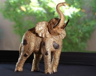 Jiang Tie-Feng Golden Elephant Bronze Sculpture Statue Fingerhut Tie Feng Jiang TieFeng 18x6.5x17in