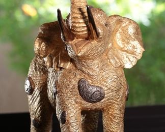 Jiang Tie-Feng Golden Elephant Bronze Sculpture Statue Fingerhut Tie Feng Jiang TieFeng 18x6.5x17in