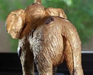 Jiang Tie-Feng Golden Elephant Bronze Sculpture Statue Fingerhut Tie Feng Jiang TieFeng 18x6.5x17in