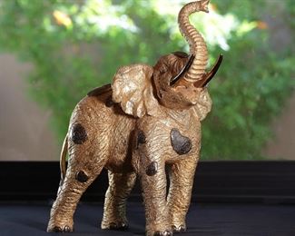 Jiang Tie-Feng Golden Elephant Bronze Sculpture Statue Fingerhut Tie Feng Jiang TieFeng 18x6.5x17in