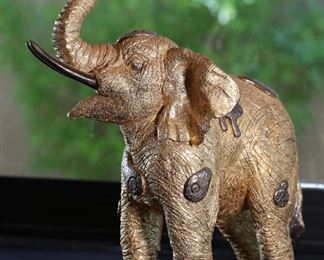 Jiang Tie-Feng Golden Elephant Bronze Sculpture Statue Fingerhut Tie Feng Jiang TieFeng 18x6.5x17in