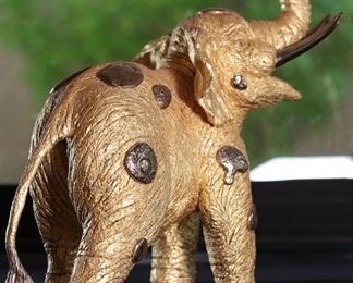 Jiang Tie-Feng Golden Elephant Bronze Sculpture Statue Fingerhut Tie Feng Jiang TieFeng 18x6.5x17in