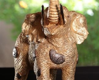 Jiang Tie-Feng Golden Elephant Bronze Sculpture Statue Fingerhut Tie Feng Jiang TieFeng 18x6.5x17in