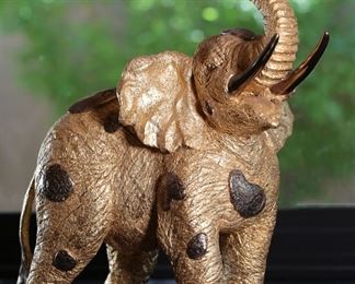 Jiang Tie-Feng Golden Elephant Bronze Sculpture Statue Fingerhut Tie Feng Jiang TieFeng 18x6.5x17in