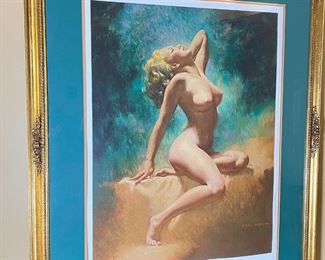 Earl Moran Marilyn Lady in the Light Numbered Lithograph Print Framed Litho Art Frame: 40 x 33in