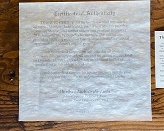 Earl Moran Marilyn Lady in the Light Numbered Lithograph Print Framed Litho Art Frame: 40 x 33in