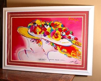 Signed Peter Max Friends Forever Collage Lithograph Framed Litho Art Print Frame: 31.25 x 44in