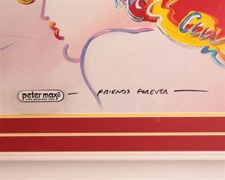 Signed Peter Max Friends Forever Collage Lithograph Framed Litho Art Print Frame: 31.25 x 44in Signed Peter Max Friends Forever Collage Lithograph Framed Litho Art Print Frame: 31.25 x 44in