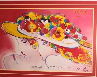 Signed Peter Max Friends Forever Collage Lithograph Framed Litho Art Print Frame: 31.25 x 44in