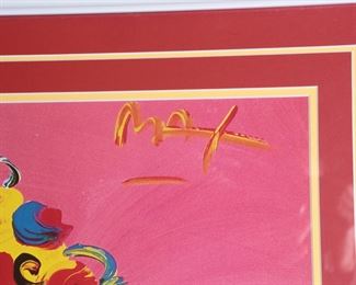 Signed Peter Max Friends Forever Collage Lithograph Framed Litho Art Print Frame: 31.25 x 44in