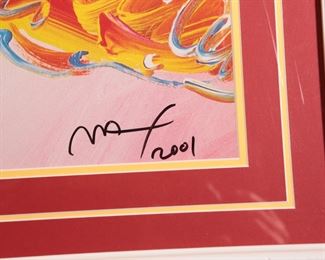 Signed Peter Max Friends Forever Collage Lithograph Framed Litho Art Print Frame: 31.25 x 44in