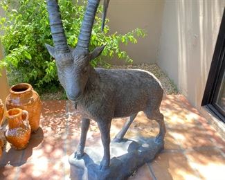 Lifesize Mountain Goat Cast Metal Farmed Art Sculpture 47 x 18 x 34in