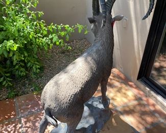 Lifesize Mountain Goat Cast Metal Farmed Art Sculpture 47 x 18 x 34in