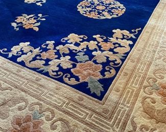 10x8ft Vintage Oriental Wool Pile Rug Large Blue 120 x 96in