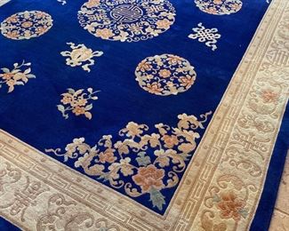 10x8ft Vintage Oriental Wool Pile Rug Large Blue 120 x 96in