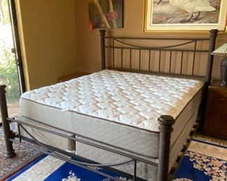 King Size Iron Frame Bed Frame: 61 x 81 x 92 Mattress: 76 x 80