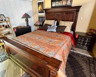 Darkwood Queen Bed Mattress & Frame Frame: 64.25 x 69.75, 5,94 Mattress: 61 x 80 HxWxD