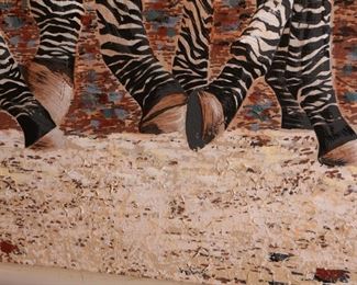 Huge Original Art Zebras Anderson Art Group Painting Frame: 41 x 6in