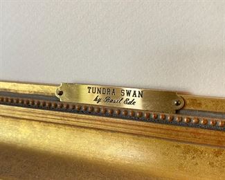 Huge Signed Numbered Litho Basil Ede Tundra Swan Lithograph Framed Art Print Frame: 40.5 x 53.in