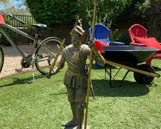 3.5ft Brass/Bronze Knight in Armor Statue 44 inches high to spare tip