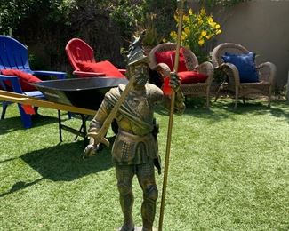 3.5ft Brass/Bronze Knight in Armor Statue 44 inches high to spare tip
