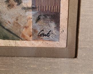 Original Art Conti Bengal Tiger Framed Painting Frame: 29 x 32in