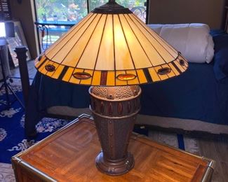 2pc Modern Tiffany Table Lamps Slag Stained Glass PAIR 27 x 20 diameter