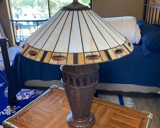 2pc Modern Tiffany Table Lamps Slag Stained Glass PAIR 27 x 20 diameter